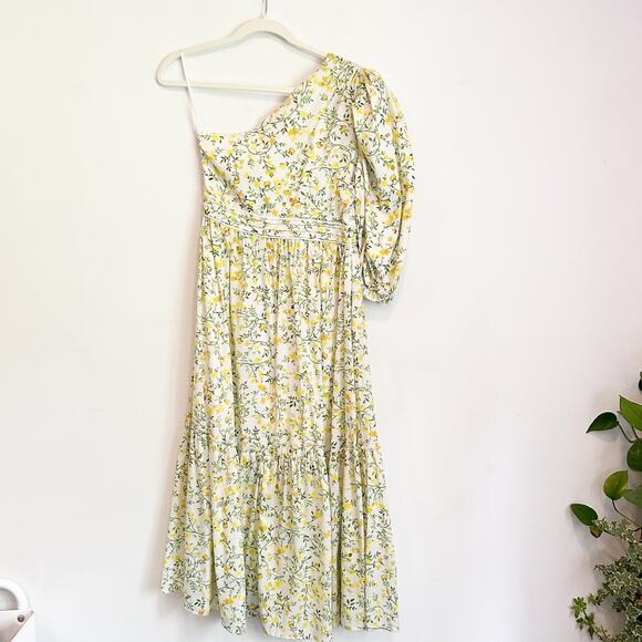 NEW Especia One Shoulder Floral Ester Midi Dress Yellow Size S - Picture 6 of 10